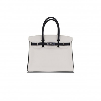 HERMES MASTER BIRKIN 30 TOGO LEATHER MILKSHAKE WHITE SILVER BUCKLE BAG 2632222857052 (30*23*15cm)